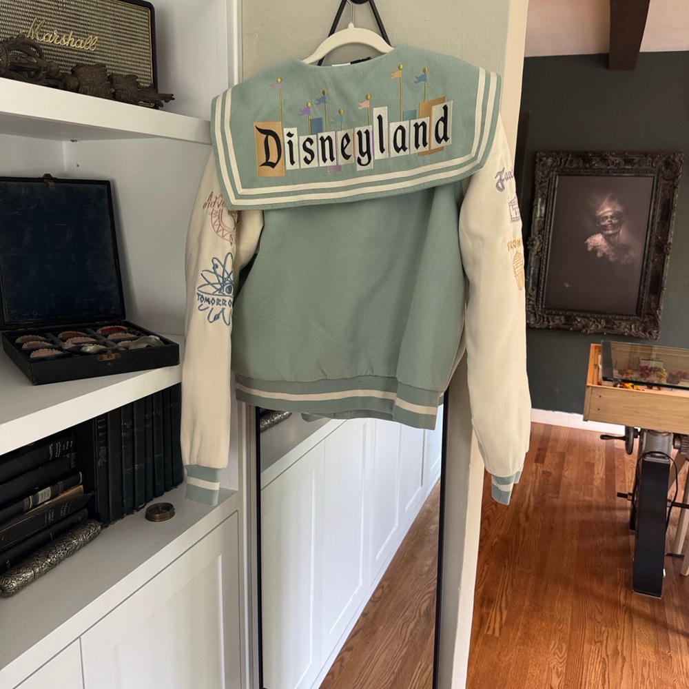 Disneyland Varsity Mint Green Jacket with White Stripes